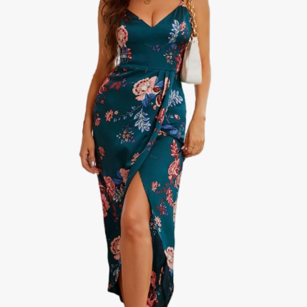 Wedding Guest Satin Midi Dress